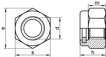 Ecrou frein Nylstop Hexagonal à embase lisse - INOX A4 - DIN 6926
